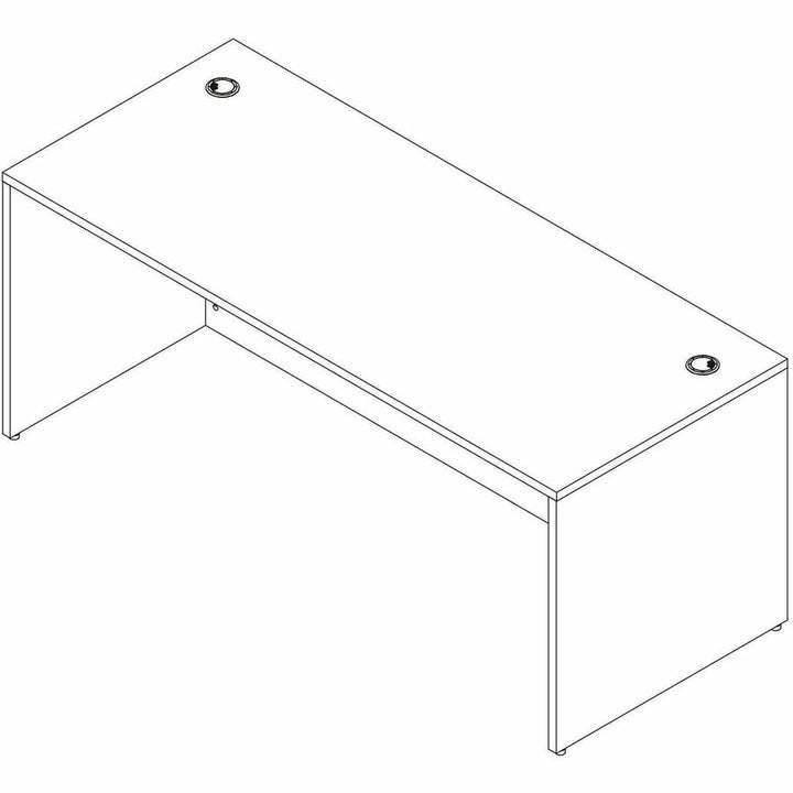 Image of Lorell 66302 Essentials Retangular Desk Shell, 29.50" H x 70.90" W x 29.50" Depth, Assembly Required, Modern Elm, 1 Each