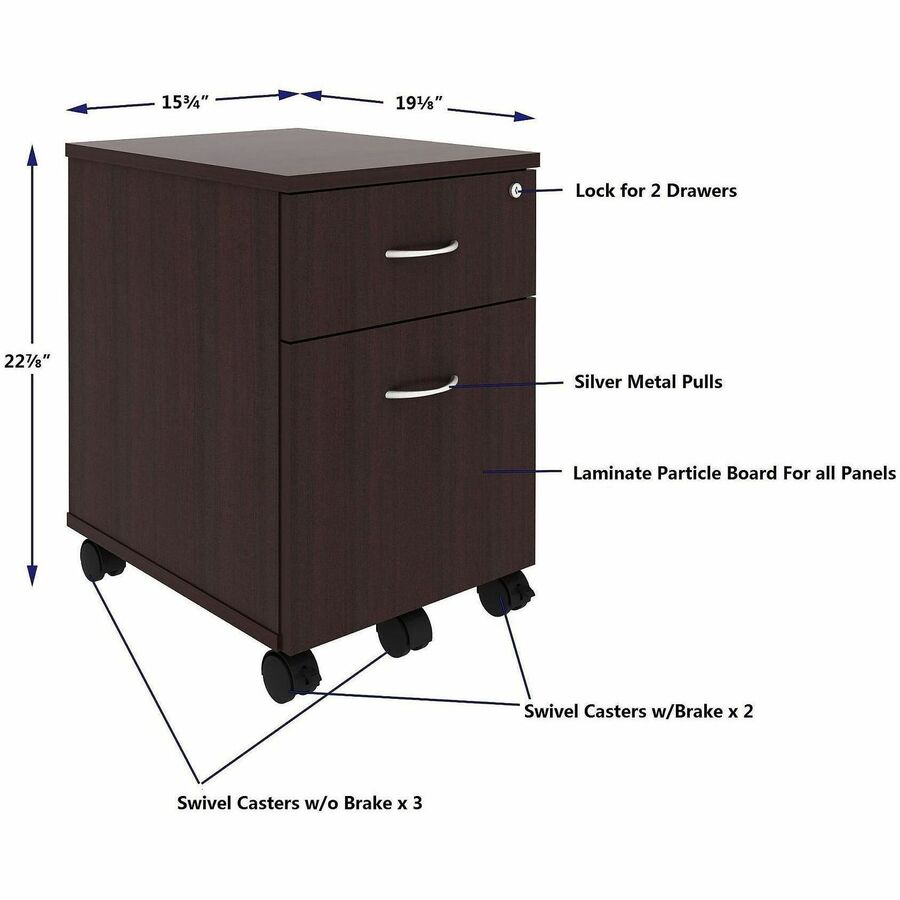 Image of Lorell 18247 File Cabinet, for File, Box, Mobility, Espresso, 1 Each