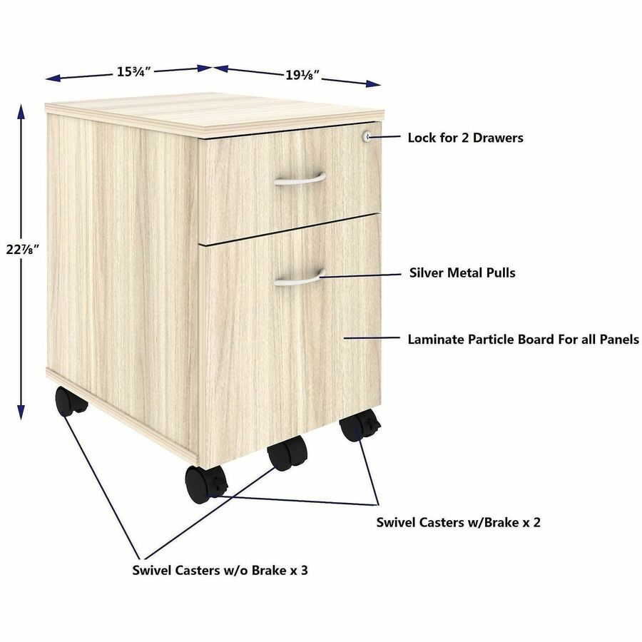 Image of Lorell 66327 Essentials 2-Drawer Mobile Pedestal