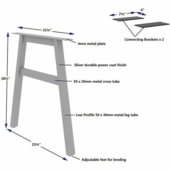 Image of Lorell 16291 Adjustable Table Leg Bases & Returns, Assembly Required, Silver, 1 Each