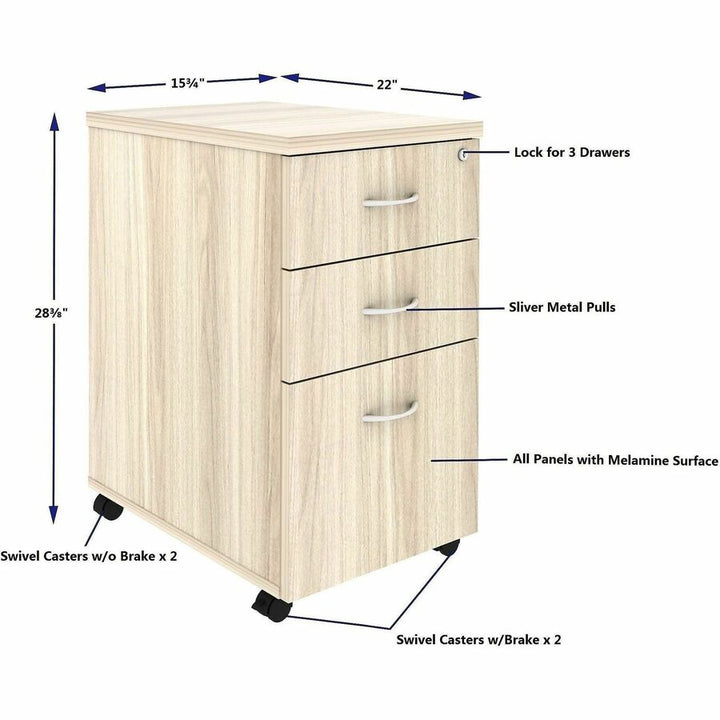 Image of Lorell 66328 Essentials 3-Drawer Mobile Pedestal
