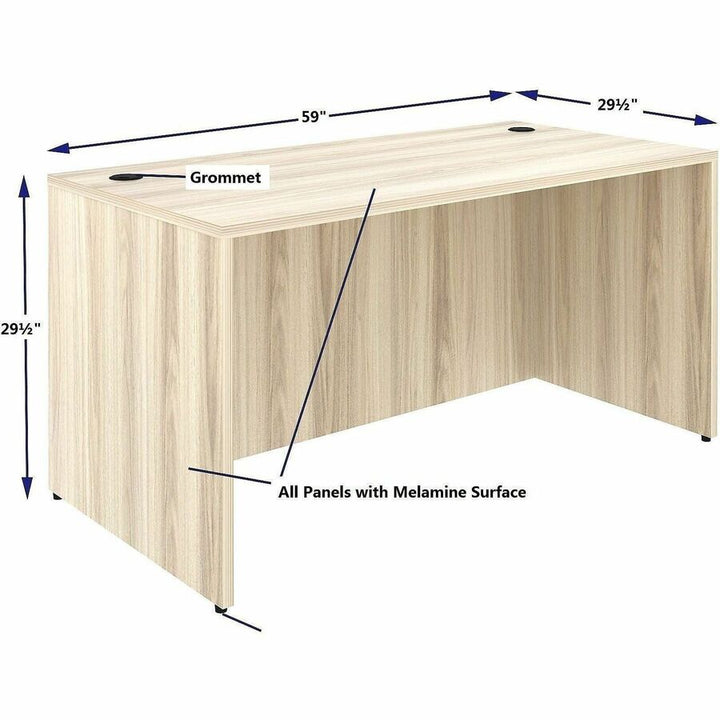 Image of Lorell 66304 Essentials Retangular Desk Shell, Assembly Required, Modern Elm, 1 Each