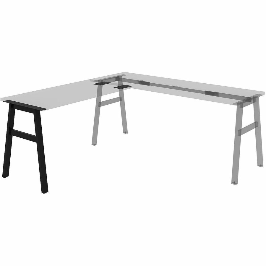 Image of Lorell 16288 Adjustable Table Leg Bases & Returns, Assembly Required, Black, 1 Each