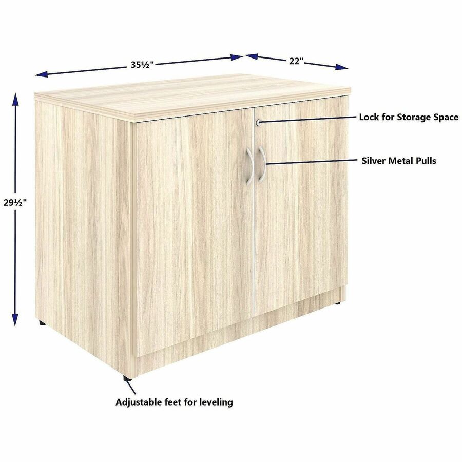 Image of Lorell 66333 Essentials 2-Door Storage Cabinet, Modern Elm, Assembly Required, 1 Each