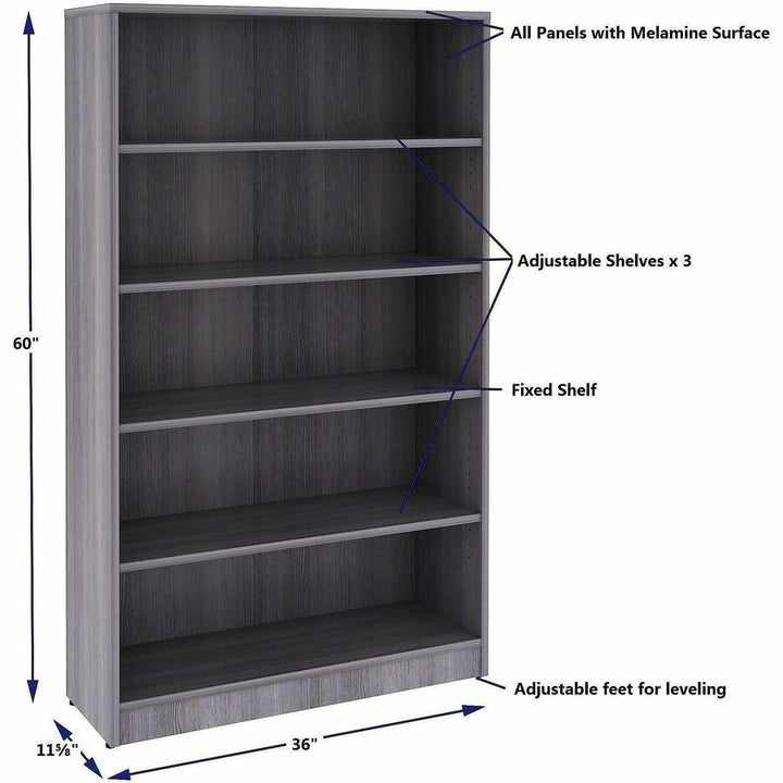 Image of Lorell 69631 Weathered Charcoal Laminate Bookcase