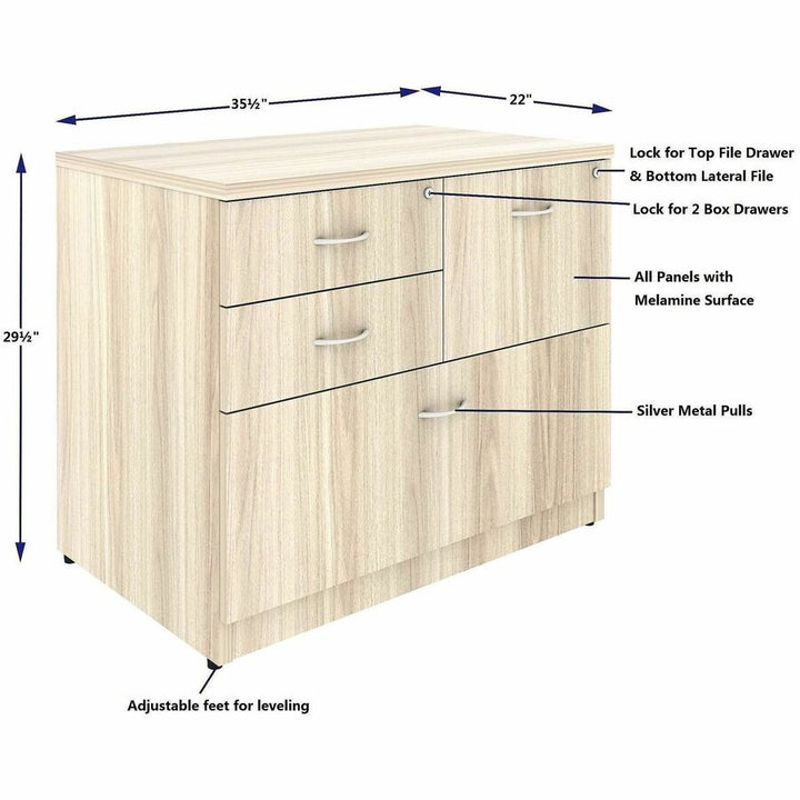 Image of Lorell 66337 Essentials Versatile 4-Drawer Lateral File, 4 x Drawer(s) for File, Box, Lateral, Modern Elm, 1 Each