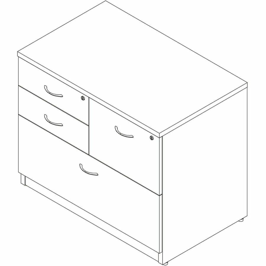 Image of Lorell 66337 Essentials Versatile 4-Drawer Lateral File, 4 x Drawer(s) for File, Box, Lateral, Modern Elm, 1 Each