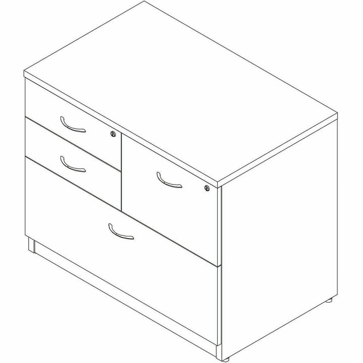 Image of Lorell 66337 Essentials Versatile 4-Drawer Lateral File, 4 x Drawer(s) for File, Box, Lateral, Modern Elm, 1 Each
