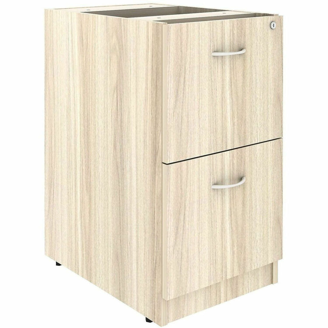 Image of Lorell 66332 Essentials 2-Drawer Fixed Pedestal File Cabinet, for File, Modern Elm, Assembly Required, 1 Each