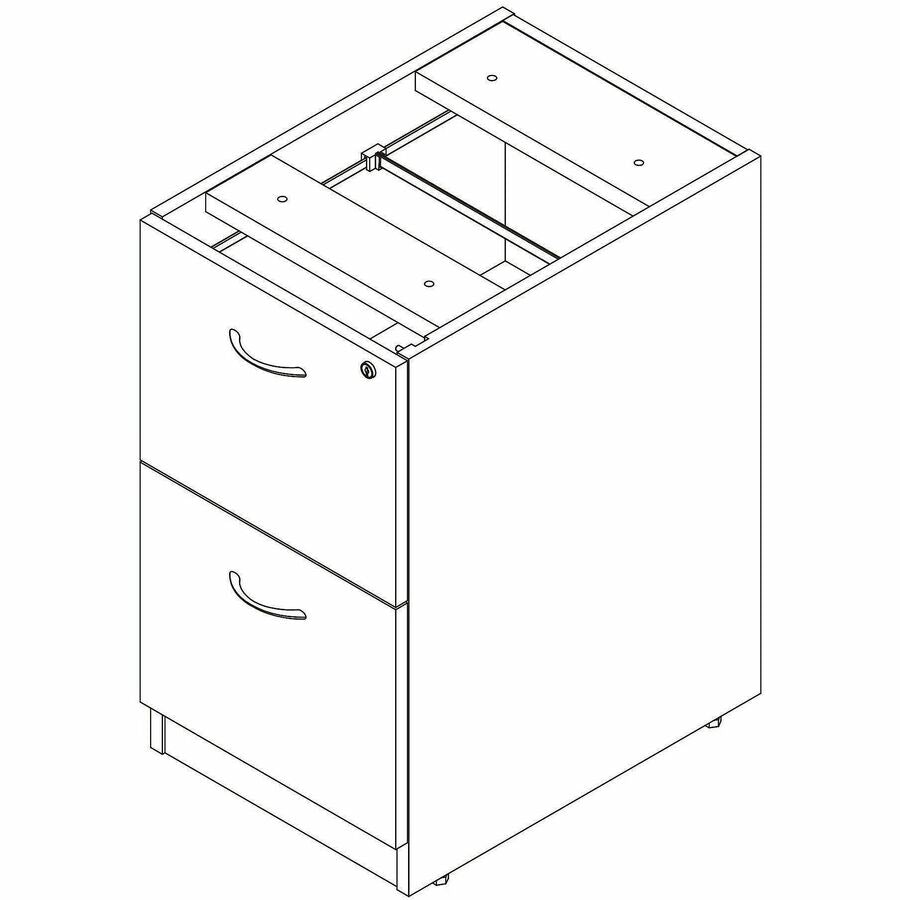 Image of Lorell 66332 Essentials 2-Drawer Fixed Pedestal File Cabinet, for File, Modern Elm, Assembly Required, 1 Each
