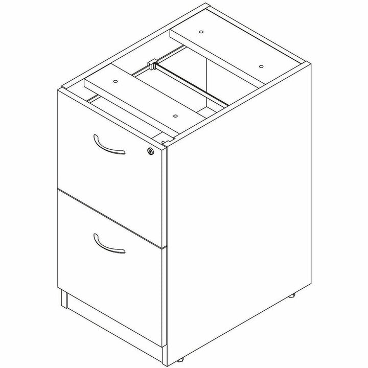 Image of Lorell 66332 Essentials 2-Drawer Fixed Pedestal File Cabinet, for File, Modern Elm, Assembly Required, 1 Each
