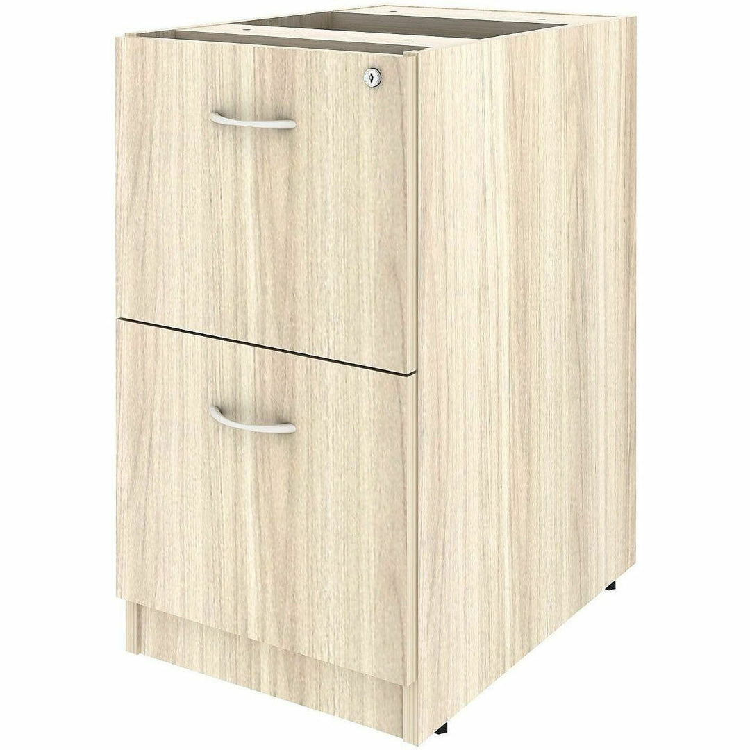 Image of Lorell 66332 Essentials 2-Drawer Fixed Pedestal File Cabinet, for File, Modern Elm, Assembly Required, 1 Each