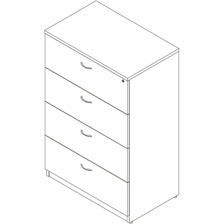 Image of Lorell 66336 Essentials 4-Drawer Lateral File, 4 x Drawer(s) for File, Lateral, Lockable, Modern Elm, Assembly Required, 1 Each