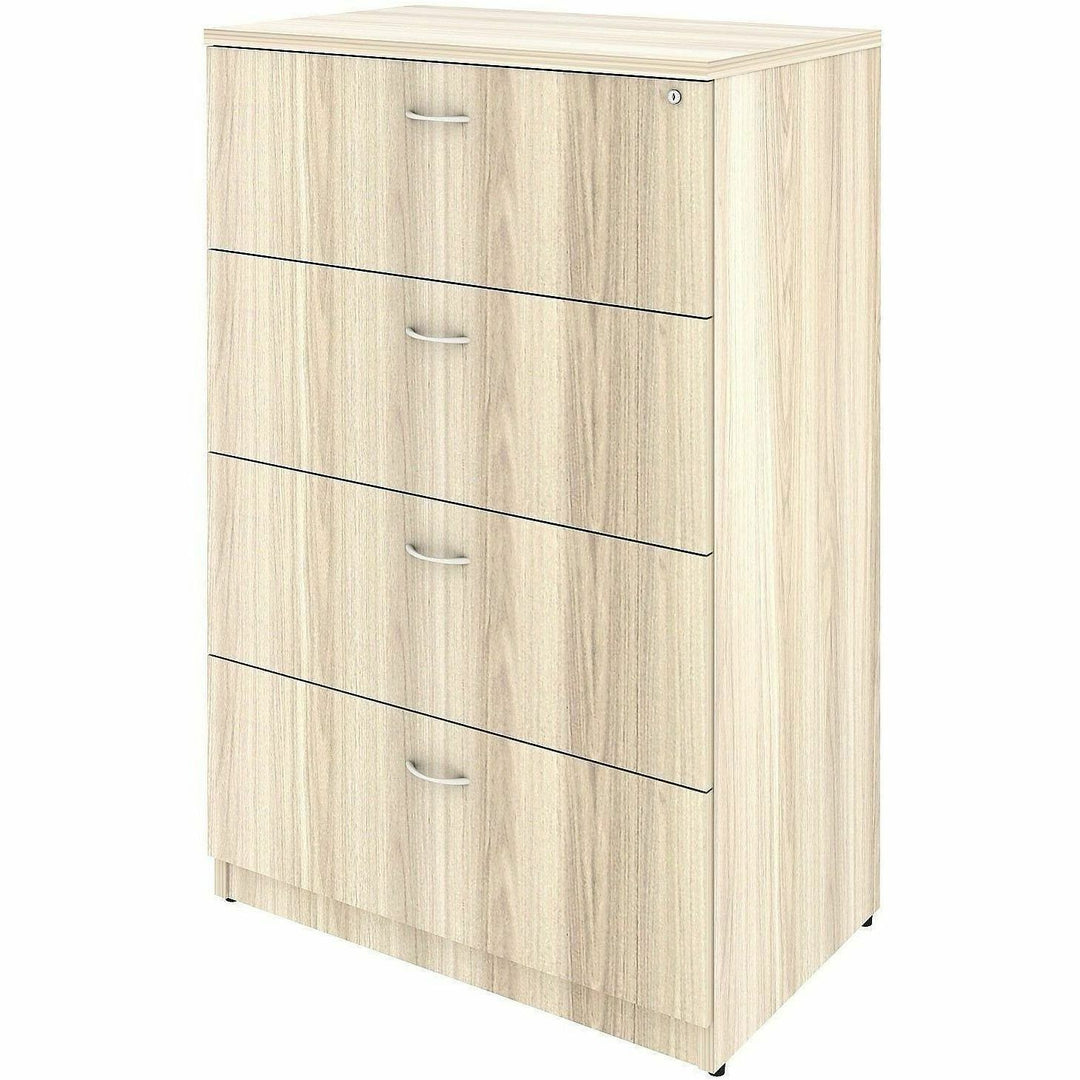 Image of Lorell 66336 Essentials 4-Drawer Lateral File, 4 x Drawer(s) for File, Lateral, Lockable, Modern Elm, Assembly Required, 1 Each