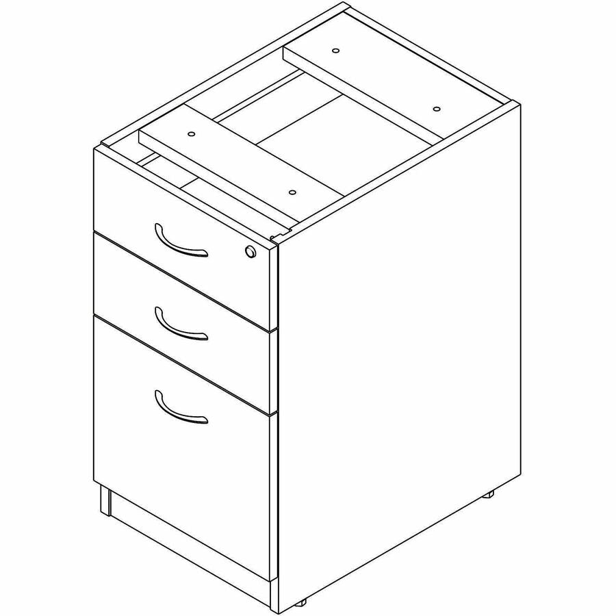 Image of Lorell 66331 Essentials 3-Drawer Fixed Pedestal File Cabinet, for Box, File, Modern Elm, Assembly Required, 1 Each