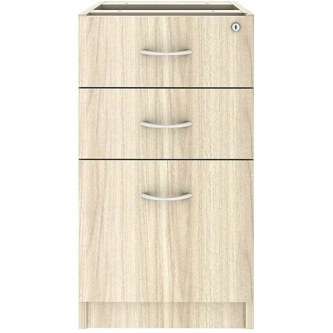 Image of Lorell 66331 Essentials 3-Drawer Fixed Pedestal File Cabinet, for Box, File, Modern Elm, Assembly Required, 1 Each