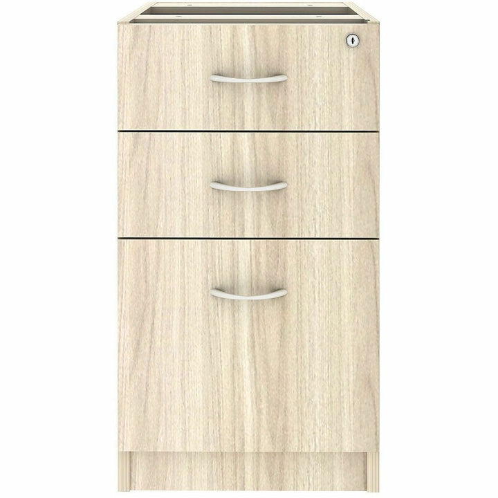 Image of Lorell 66331 Essentials 3-Drawer Fixed Pedestal File Cabinet, for Box, File, Modern Elm, Assembly Required, 1 Each