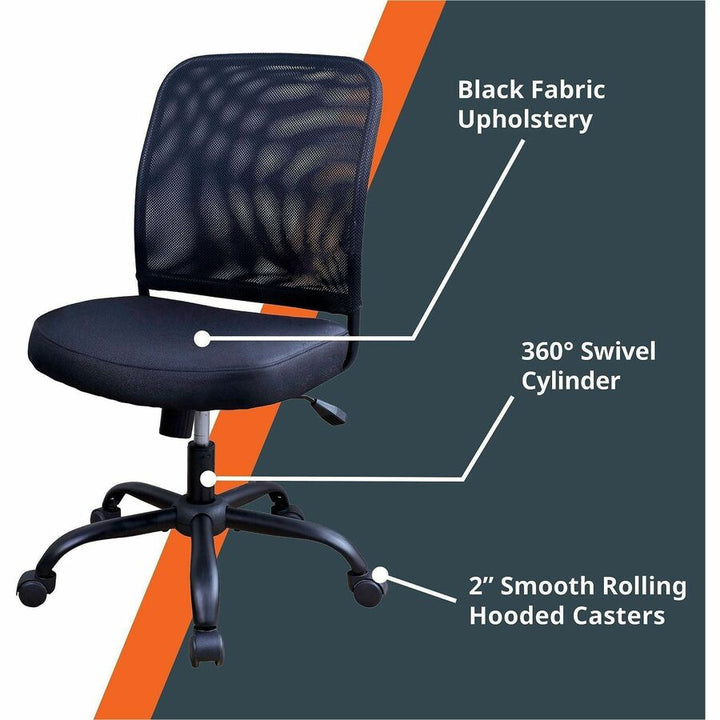 Image of NuSparc FCH302MFNBK Soho Mesh-Back Task Chair, Fabric Seat Material, Mesh Back Material, Metal Frame Material, Black, 1 Each
