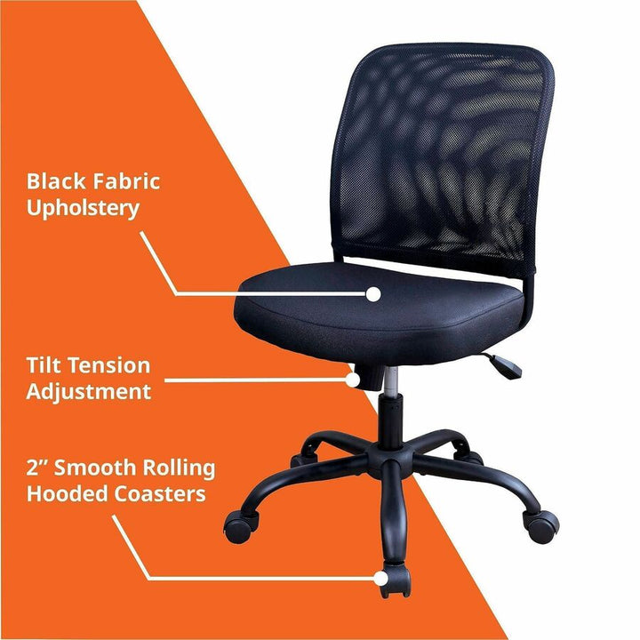 Image of NuSparc FCH302MFNBK Soho Mesh-Back Task Chair, Fabric Seat Material, Mesh Back Material, Metal Frame Material, Black, 1 Each