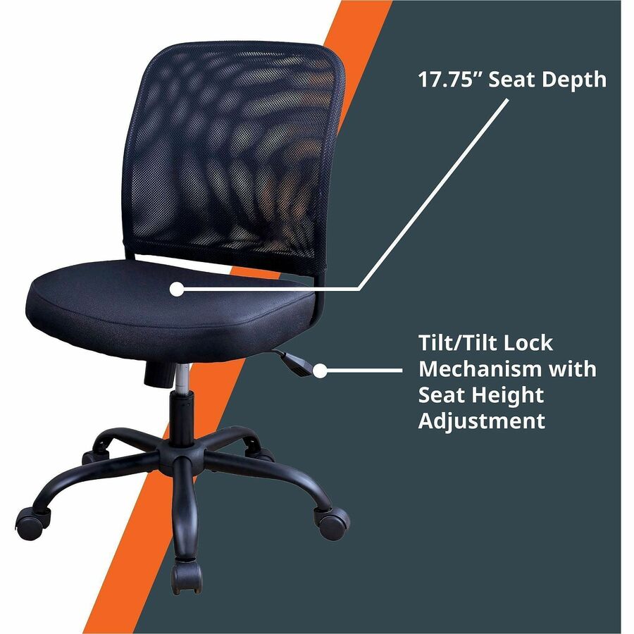 Image of NuSparc FCH302MFNBK Soho Mesh-Back Task Chair, Fabric Seat Material, Mesh Back Material, Metal Frame Material, Black, 1 Each