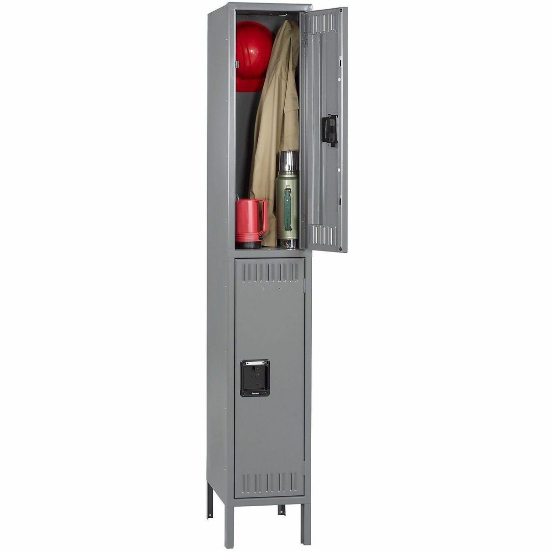 Image of Tennsco Double Tier Locker With Legs, Single Stack, 12w X 18d X 78h, Medium Gray