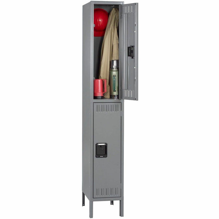 Image of Tennsco Double Tier Locker With Legs, Single Stack, 12w X 18d X 78h, Medium Gray