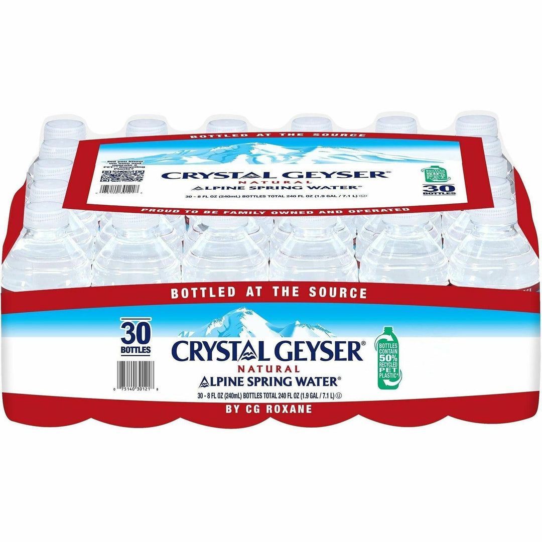 Image of Crystal Geyser 301218 Water Alpine Spring Bottled Water, 8 fl oz (237 mL), 30 / Carton