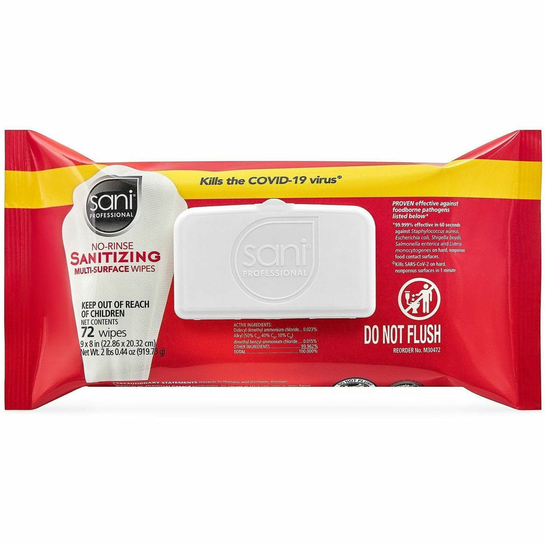 Image of Sani Professional M30472 Sanitizing Wipe, 8" W x 9" Length, 12 / Carton