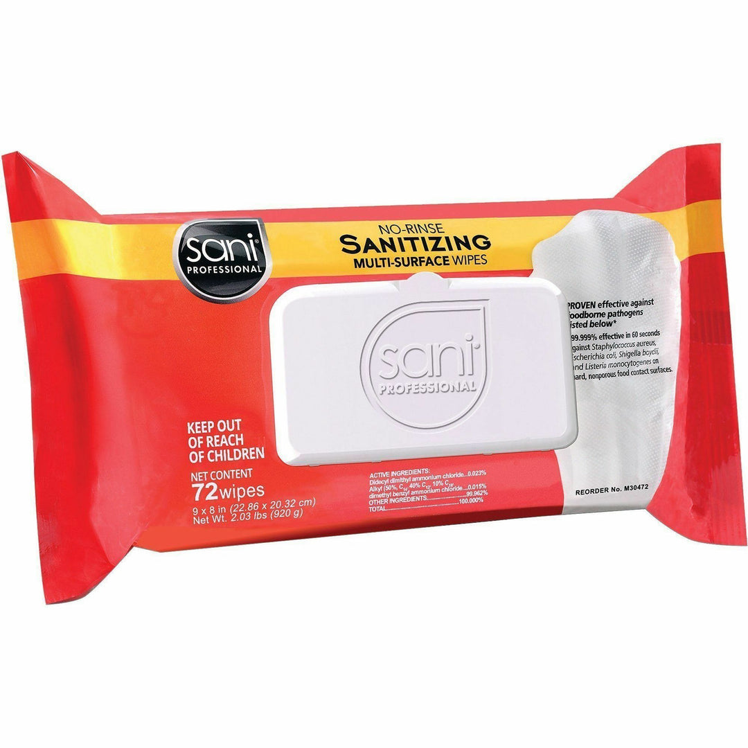 Image of Sani Professional M30472 Sanitizing Wipe, 8" W x 9" Length, 12 / Carton