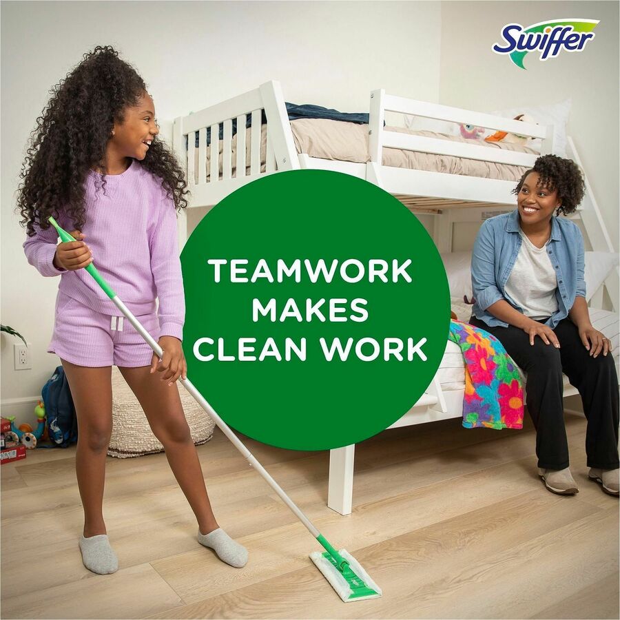 Image of Swiffer 81216CT Sweeper Dry Cloths Refill, 8" W x 10.4" Length, Residue-free, Unscented, Textured, Green, 3 / Carton