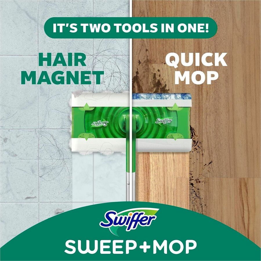 Image of Swiffer 16519 Sweep and Mop Deluxe, 2-in-1 Floor Mopping and Sweeping Kit, Heavy Duty, Durable, Green, 1 Each