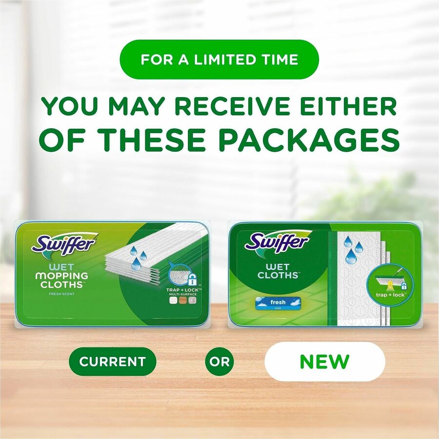 Image of Swiffer 75588CT Sweeper Wet Cloths, Residue-free, White, 6 / Carton