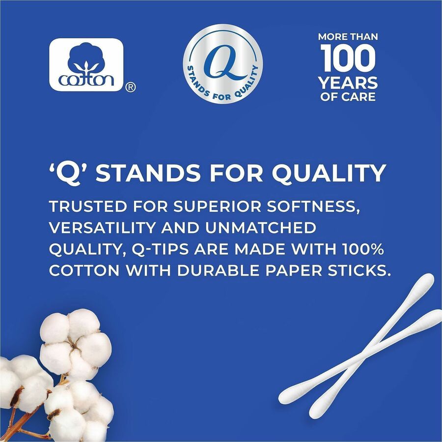 Image of Soapbox 09824CT Q-Tips Cotton Swabs, White, Cotton, Soft, 12 / Carton