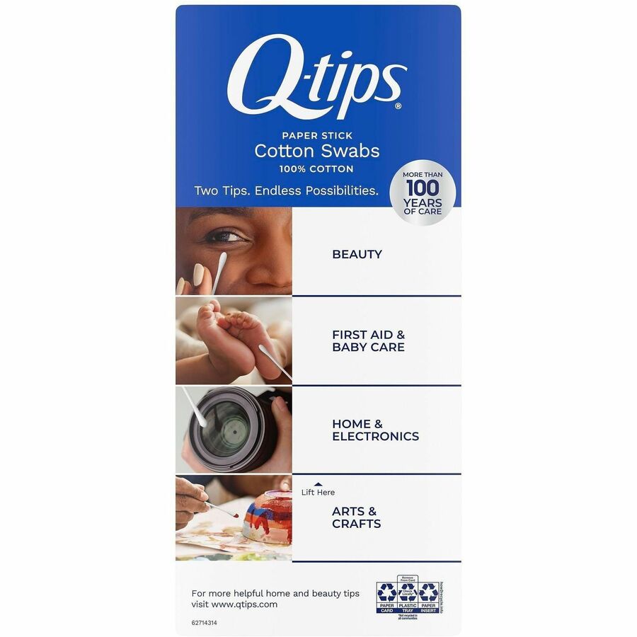 Image of Soapbox 09824CT Q-Tips Cotton Swabs, White, Cotton, Soft, 12 / Carton