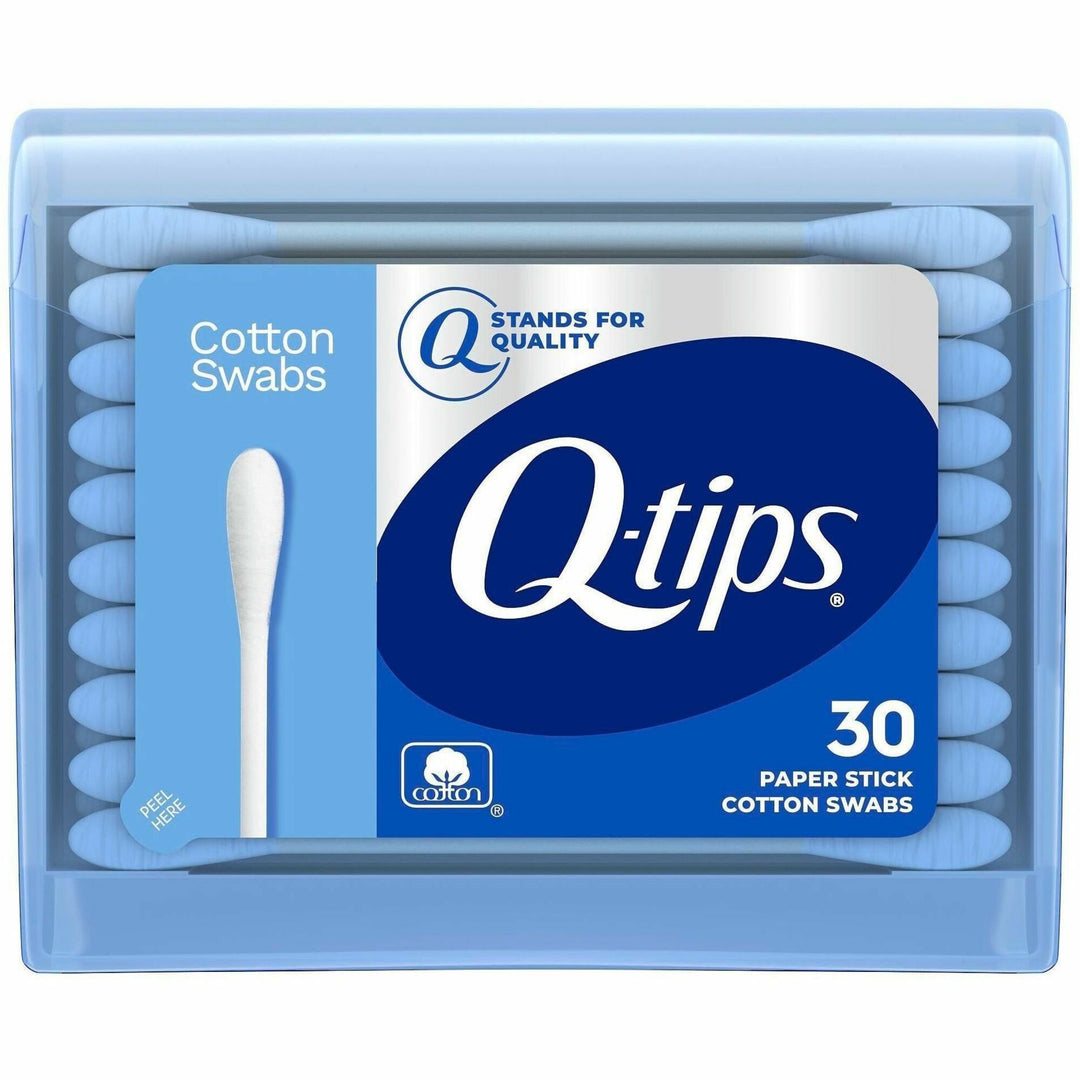 Image of Soapbox 22127 Q-tips Original Cotton Swabs Compact Travel Pack, Cotton, Blue, 3600 Cotton Swabs/Pack, 1 Carton