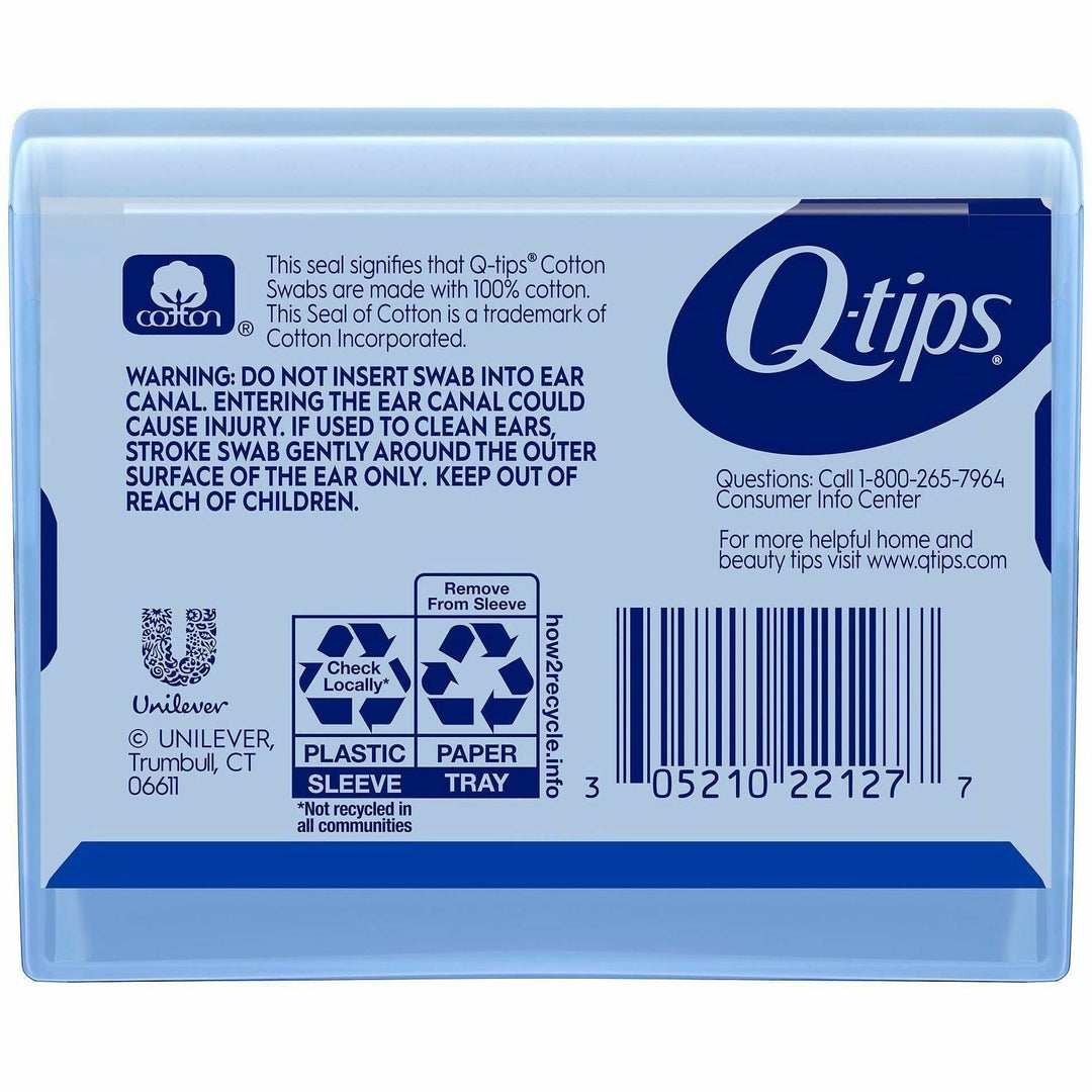 Image of Soapbox 22127 Q-tips Original Cotton Swabs Compact Travel Pack, Cotton, Blue, 3600 Cotton Swabs/Pack, 1 Carton