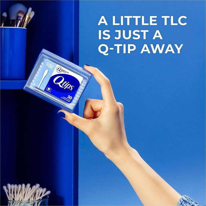 Image of Soapbox 22127 Q-tips Original Cotton Swabs Compact Travel Pack, Cotton, Blue, 3600 Cotton Swabs/Pack, 1 Carton
