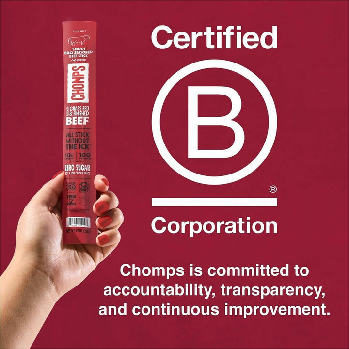 Image of CHOMPS CB24 Beef Jerky Sticks, Barbeque, 1.15 oz, 24 / Pack
