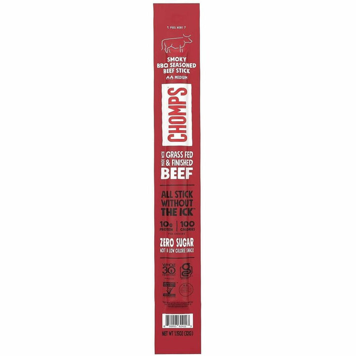 Image of CHOMPS CB24 Beef Jerky Sticks, Barbeque, 1.15 oz, 24 / Pack