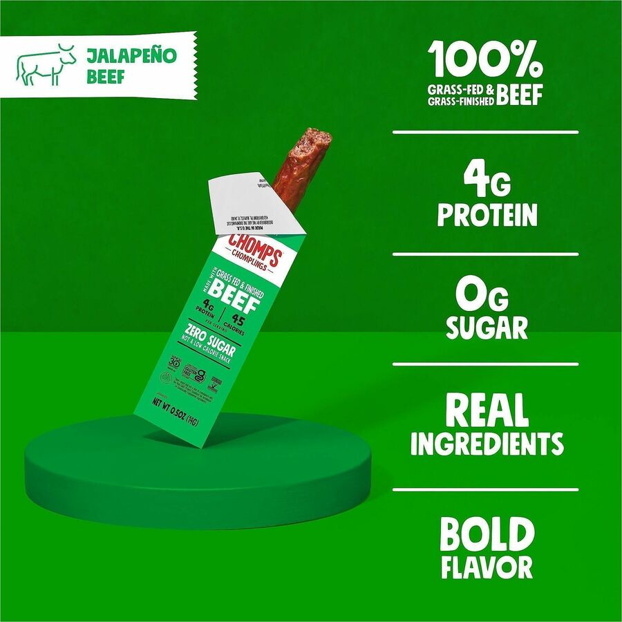 Image of CHOMPS LCJ24 Chomplings Jalepeno Beef Jerky Sticks, 0.50 oz, 24 / Pack
