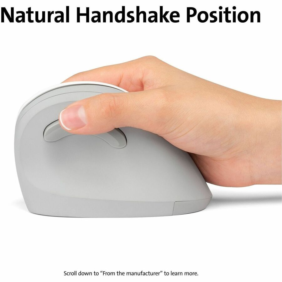 Image of Kensington® Pro Fit Ergo Vertical Wireless Mouse, 2.4 Ghz Frequency/65.62 Ft Wireless Range, Right Hand Use, Gray