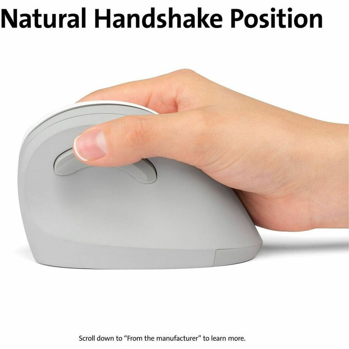 Image of Kensington® Pro Fit Ergo Vertical Wireless Mouse, 2.4 Ghz Frequency/65.62 Ft Wireless Range, Right Hand Use, Gray