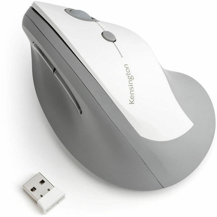Image of Kensington® Pro Fit Ergo Vertical Wireless Mouse, 2.4 Ghz Frequency/65.62 Ft Wireless Range, Right Hand Use, Gray