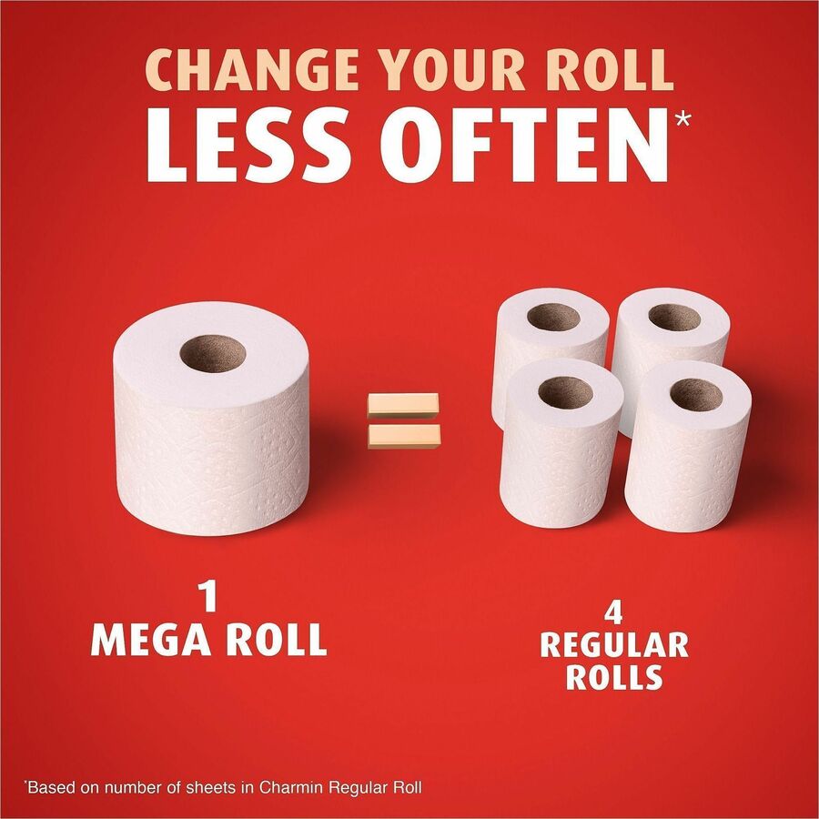 Image of Charmin Ultra Strong 13214 Mega Roll Bath Tissue, 2 Ply, Mega, 220 Sheets/Roll, Diamond-Weave Texture, White, Paper, 24 / Carton