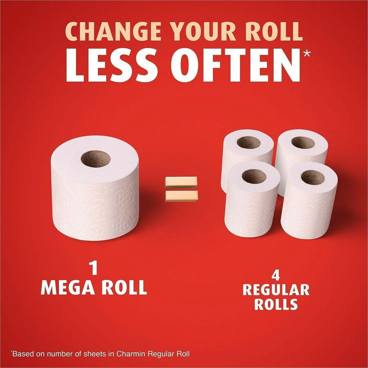 Image of Charmin Ultra Strong 13214 Mega Roll Bath Tissue, 2 Ply, Mega, 220 Sheets/Roll, Diamond-Weave Texture, White, Paper, 24 / Carton