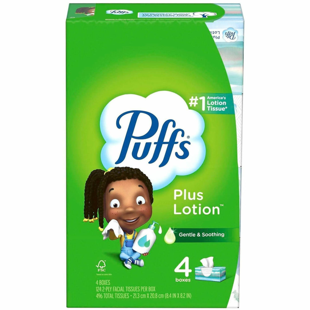 Image of Puffs 58600 Plus Lotion Facial Tissue, White, 24 / Carton