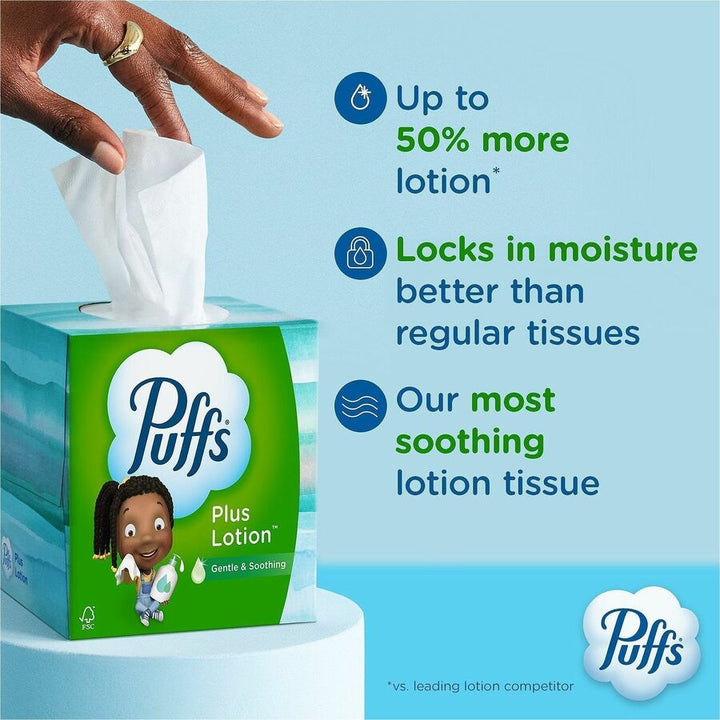 Image of Puffs 58600 Plus Lotion Facial Tissue, White, 24 / Carton
