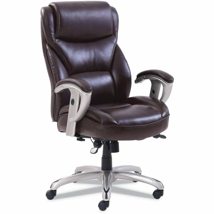 Image of SertaPedic® Emerson Big And Tall Task Chair, Supports Up To 400 Lb, 19.5" To 22.5" Seat Height, Brown Seat/back, Silver Base
