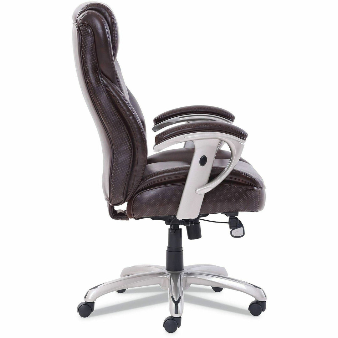 Image of SertaPedic® Emerson Big And Tall Task Chair, Supports Up To 400 Lb, 19.5" To 22.5" Seat Height, Brown Seat/back, Silver Base