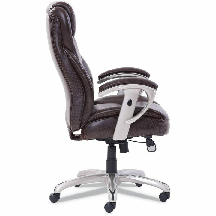 Image of SertaPedic® Emerson Big And Tall Task Chair, Supports Up To 400 Lb, 19.5" To 22.5" Seat Height, Brown Seat/back, Silver Base